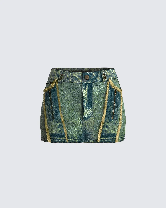 Sima Green Tint Denim Mini Skirt