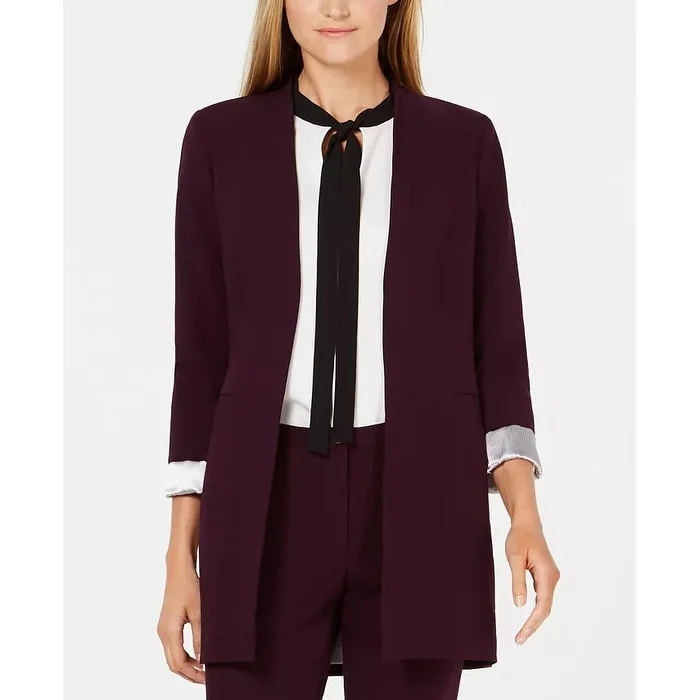 Calvin Klein Women's 3/4-Sleeve Open-Front Blazer Purple Size 14