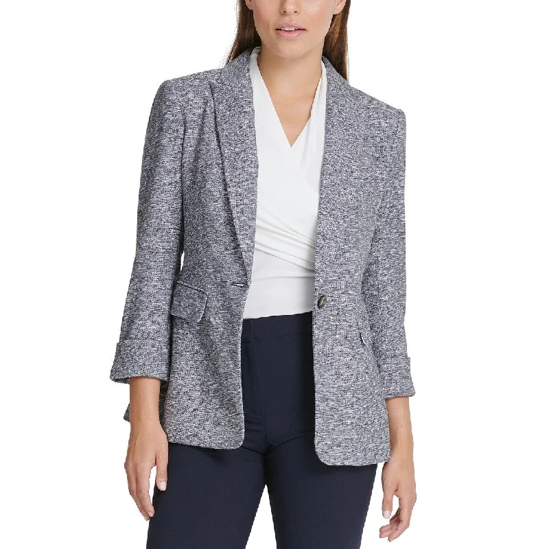 DKNY Women's Marled One-Button Blazer Blue Size 2