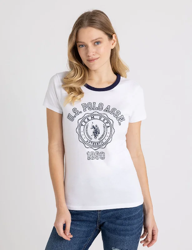 RHINESTONE CREST RINGER T-SHIRT