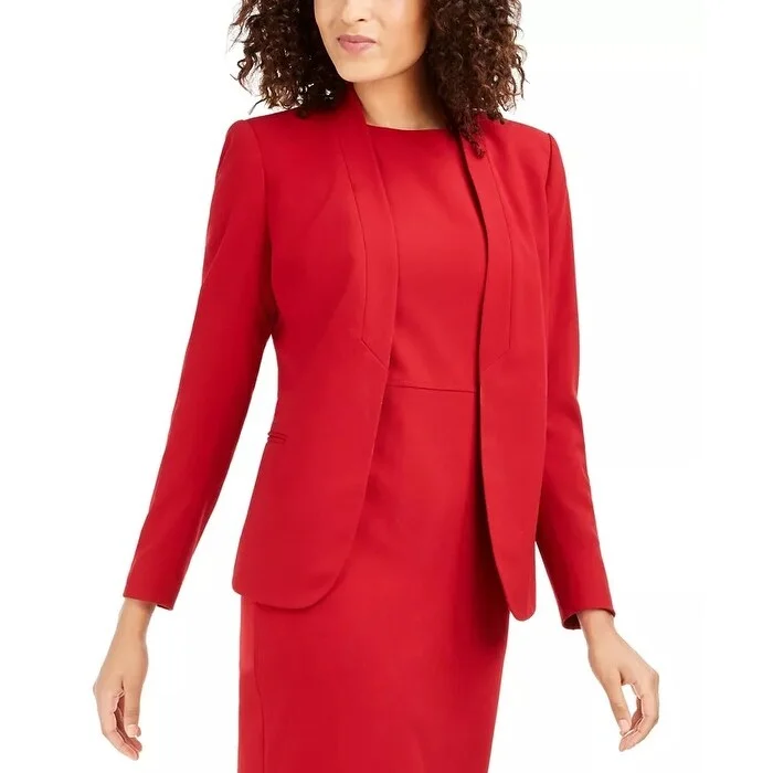 Anne Klein Women's Sabre Stretch Knit Blazer Red Size 2