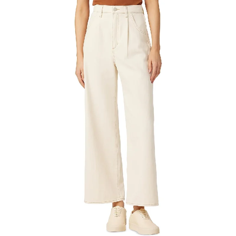 Joe's Womens High Rise Pleated Wide Leg Jeans