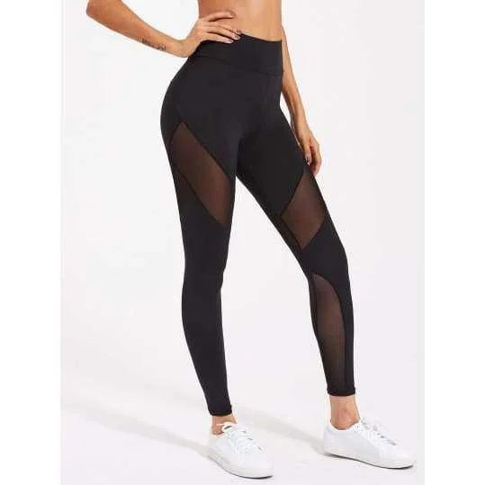 Active Mesh Panel Zip Detail Leggings