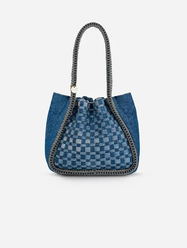 Negara Gathered Mini Denim Tote Bag | Blue