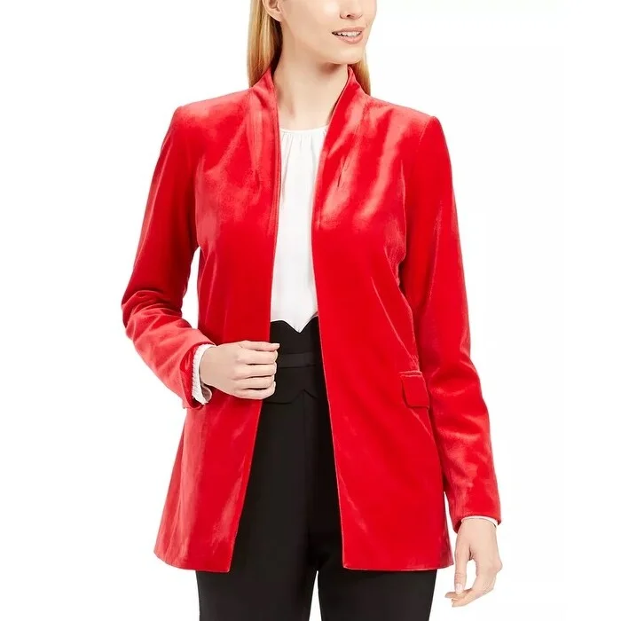 Calvin Klein Women's Long Velvet Blazer Medium Red Size 12