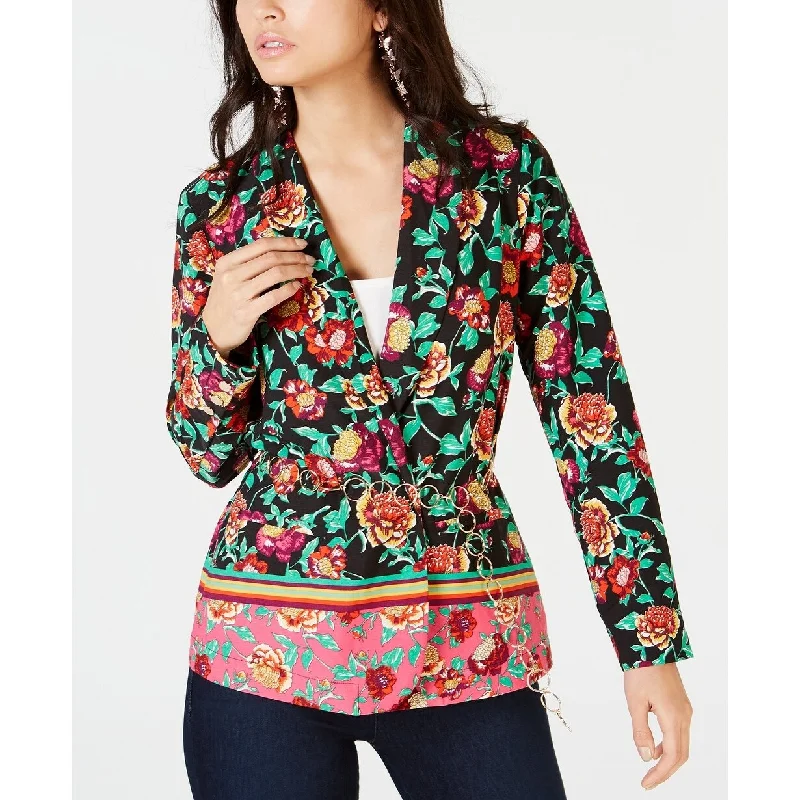 Thalia Sodi Women's Floral Belted Blazer Pink Size Extra Small