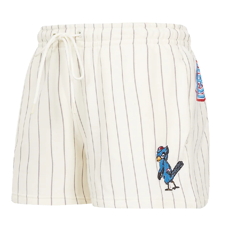 MLB ST. LOUIS CARDINALS PINSTRIPE RETRO CLASSIC WOMEN'S FLC SHORT (EGGSHELL/ GREY)