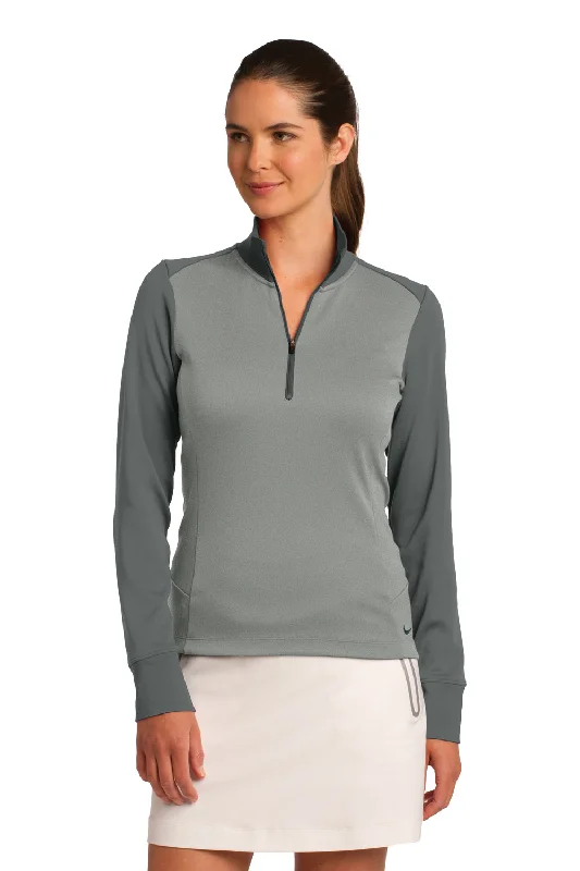 Nike Womens Dri-Fit Moisture Wicking 1/4 Zip Sweatshirt - Heather Grey/Dark Grey