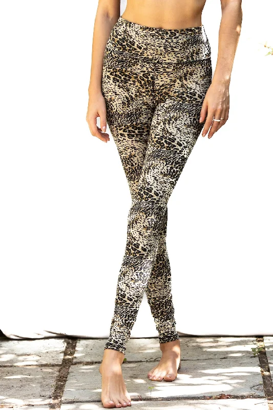 Leopard Leggings - Cream Black