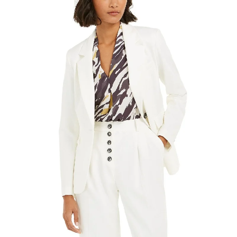 Bar III Women's One-Button Blazer White Size 10