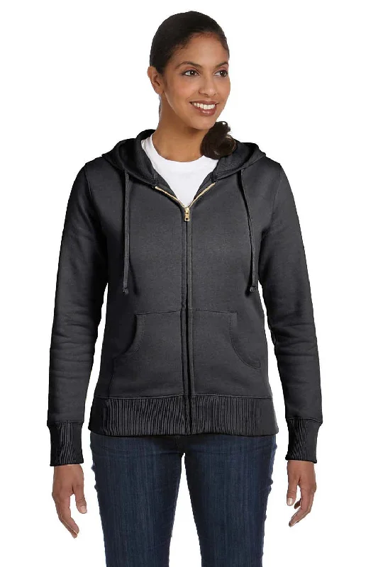 Econscious Womens Full Zip Hooded Sweatshirt Hoodie w/ Pockets - Charcoal Grey