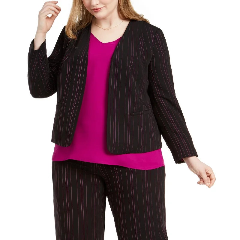 Bar III Women's Trendy Plus Size Striped Blazer Black Size 3 Extra Large