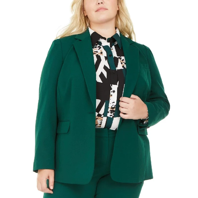 Bar III Women's Trendy Plus Size Stretch Blazer Green Size 24