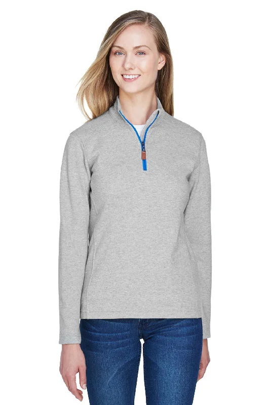 Devon & Jones Womens DryTec20 Performance Moisture Wicking 1/4 Zip Sweatshirt - Heather Grey