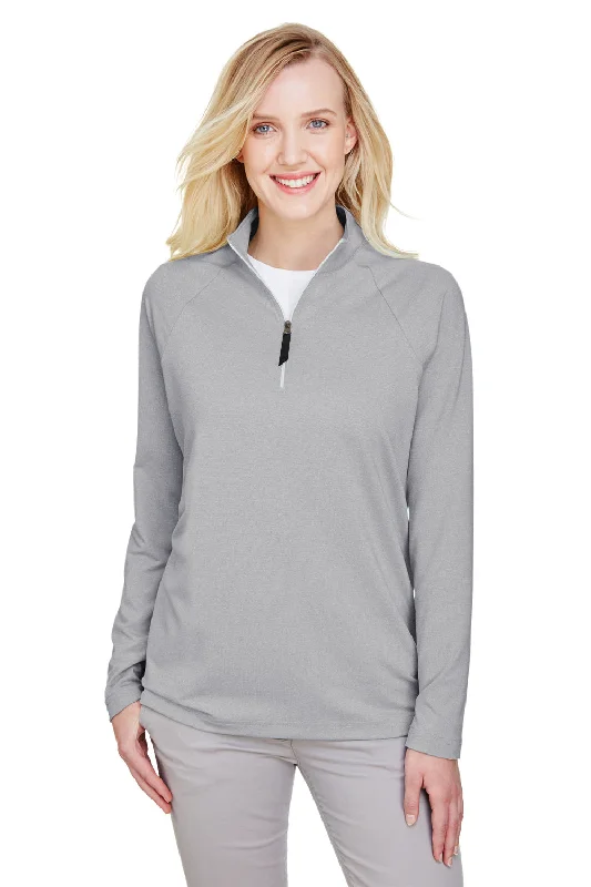 Devon & Jones Womens CrownLux Clubhouse Performance Moisture Wicking 1/4 Zip Sweatshirt - Black