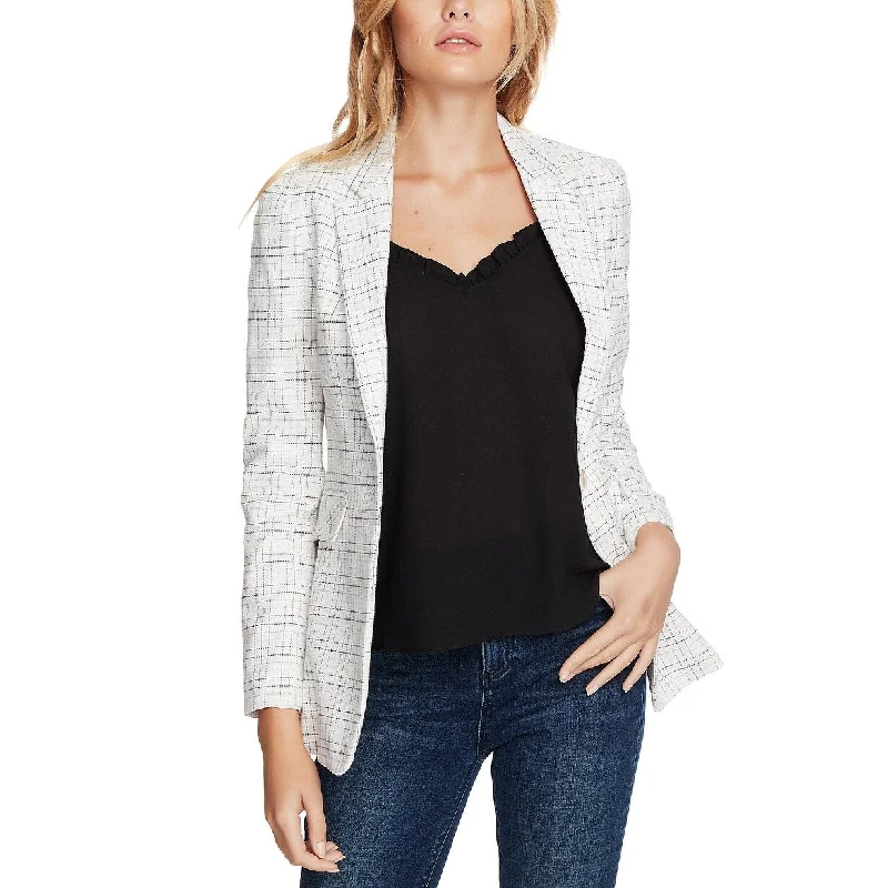 1.State Women's Mini Windowpane One-Button Blazer White Size 8