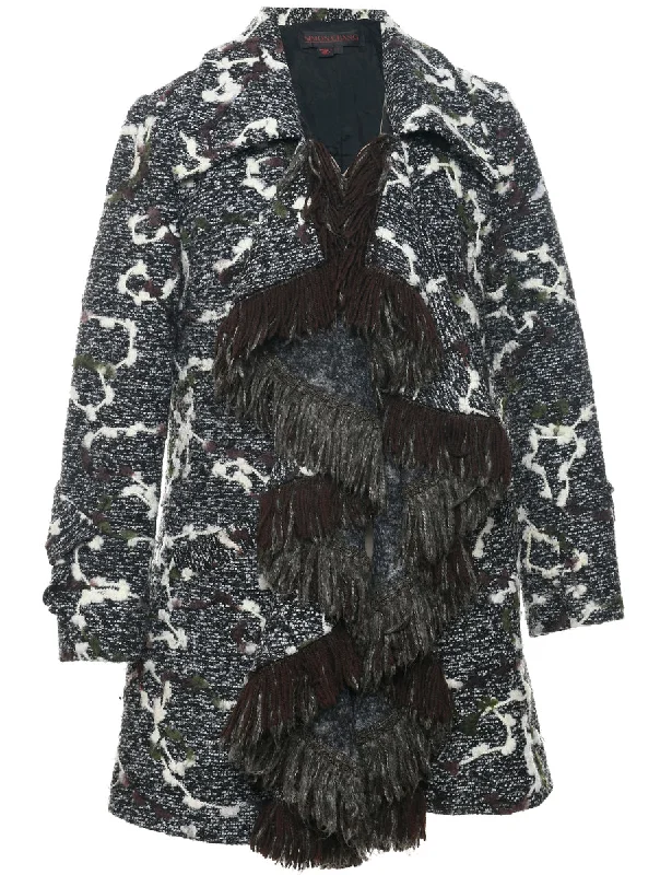 Fringed Wool Coat - M