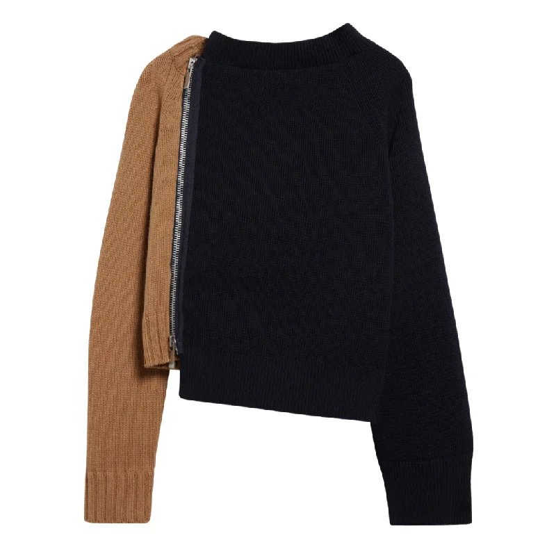 Knit Zip Sweater - Color block