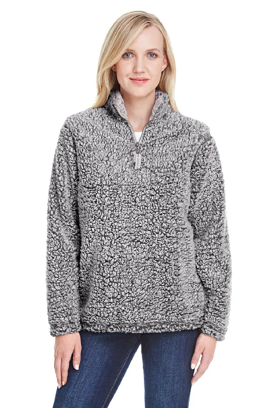 J America Womens Epic Sherpa Fleece 1/4 Zip Sweatshirt - Heather Black