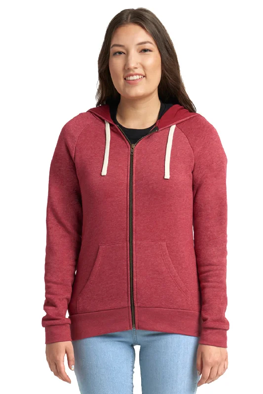 Next Level Womens PCH Fleece Full Zip Hooded Sweatshirt Hoodie w/ Pockets - Heather Cardinal Red - Closeout