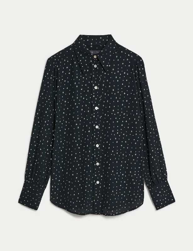 Foil Print Collared Button Through Shirt