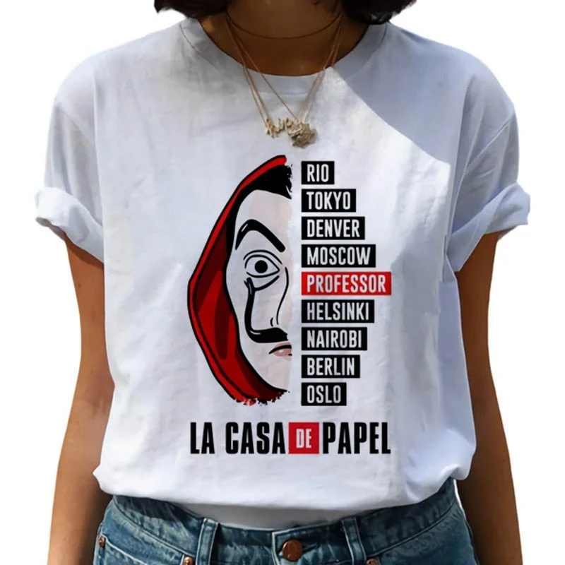 New Money Heist Harajuku T Shirts Women La Casa De Papel Hip Hop T-shirts Fashion House of Paper Tshirt Fashion Top Tees Female