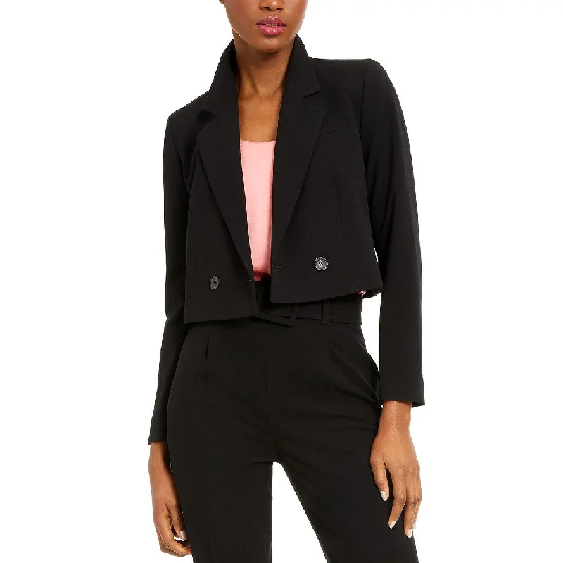 Bar III Women's Cropped Double-Breasted Blazer Black Size 12