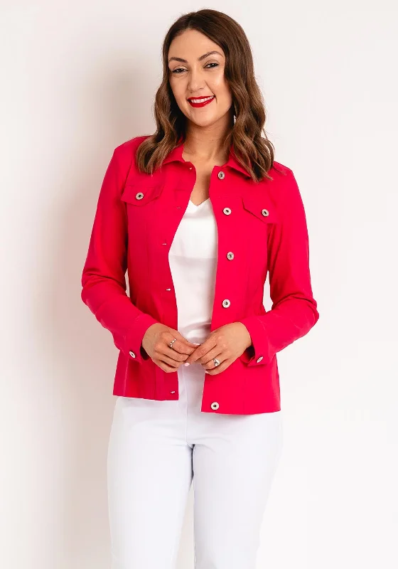 Robell Happy Denim Effect Jacket, Fuchsia