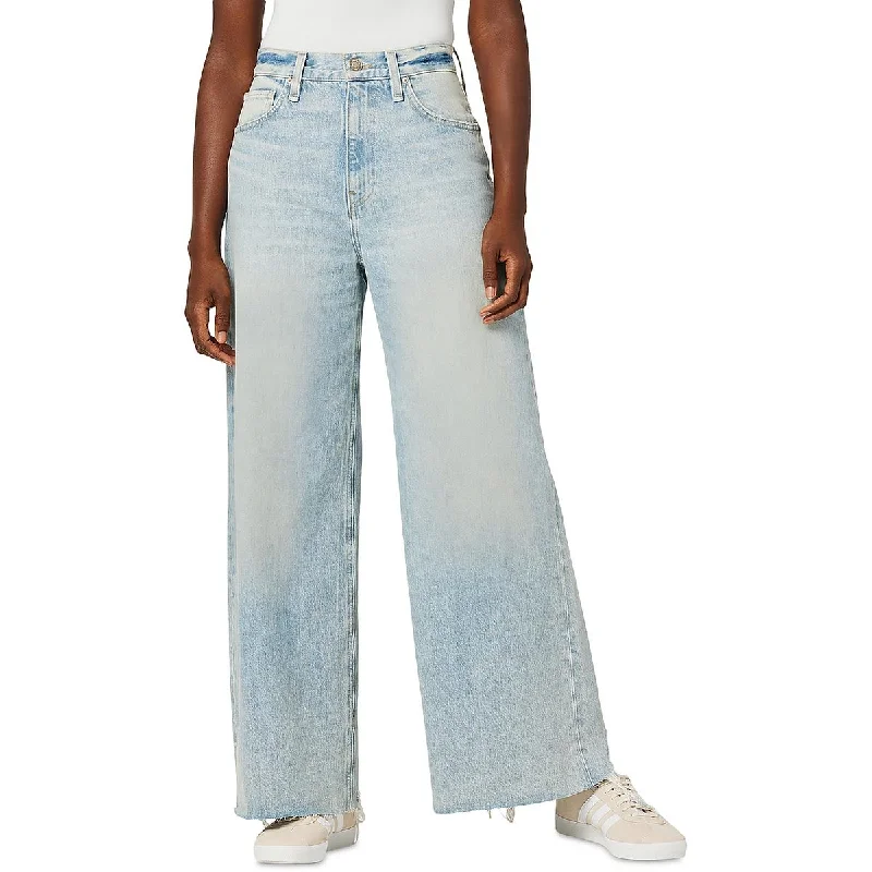 Hudson Womens High Rise Light Wash Wide Leg Jeans