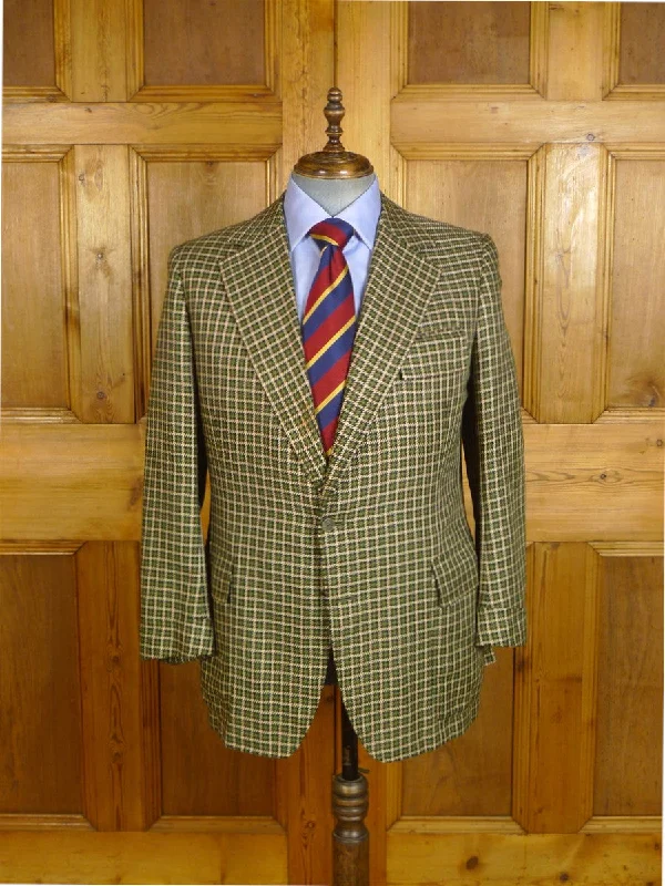 24/1082 wonderful cyril a castle savile row conduit st green check wool silk sports jacket blazer w/ paisley lining 42 short to regular