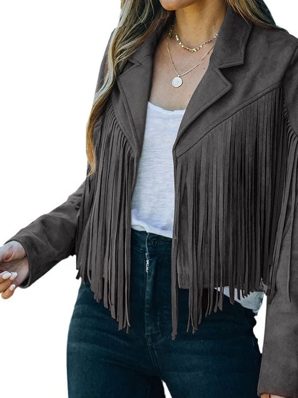 Casual Fringe Suede Jacket for Women