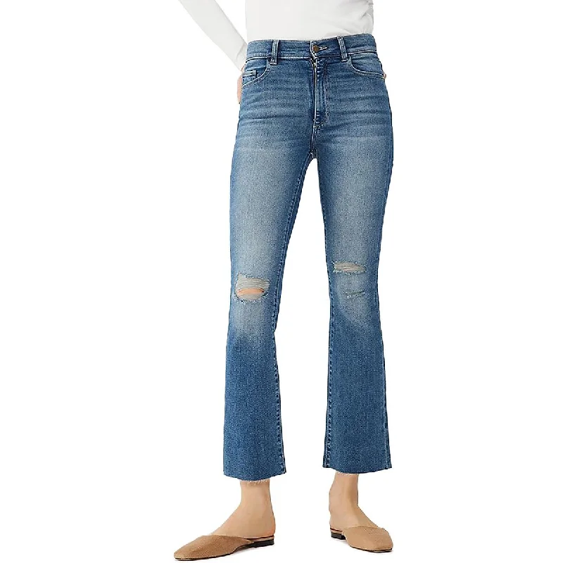 DL1961 Womens Cropped Distressed Bootcut Jeans