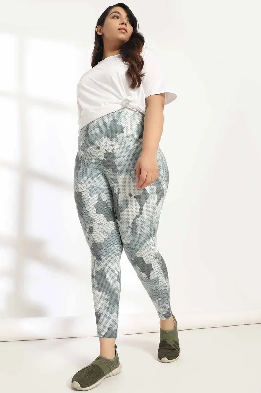 Olive Beige Camouflage Tummy Shaper Printed Leggings