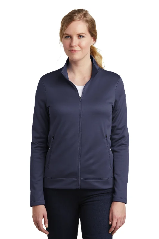 Nike Womens Therma-Fit Moisture Wicking Fleece Full Zip Sweatshirt w/ Pockets - Midnight Navy Blue - Closeout