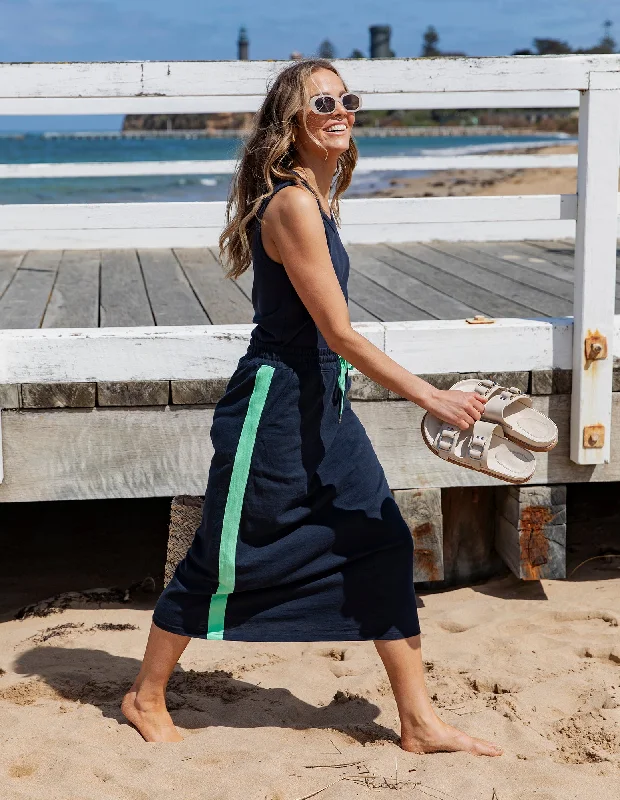 Elm Brunch Skirt Navy With Neon Green Tape