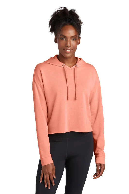 Sport-Tek Womens Moisture Wicking Fleece Crop Hooded Sweatshirt Hoodie - Heather Soft Coral - Closeout