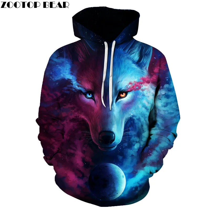 Hot Sale Brand Wolf Printed Hoodies Men 3D Sweatshirt Quality Plus size Pullover Novelty 6XL Streetwear Male Hooded Jacket