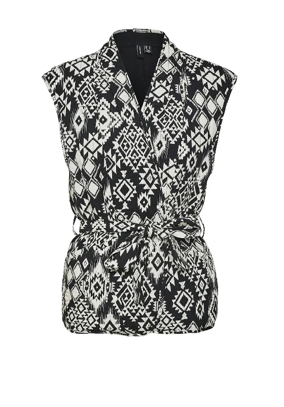 Vero Moda Gabi Aztec Print Waistcoat, Black