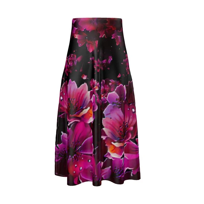 TRP Floral Print 02 Designer A-line Pleated Midi Skirt