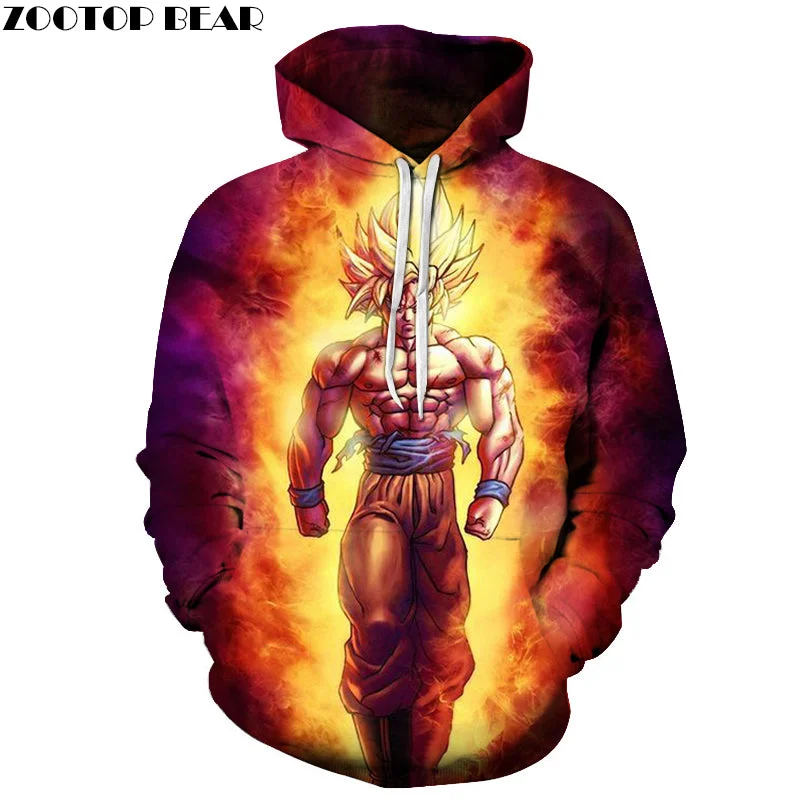 Anime Hoodies Dragon Ball Z Pocket Hooded Sweatshirts Kid Goku 3D Hoodies Pullovers Men Women Long Sleeve Outerwear New Hoodie