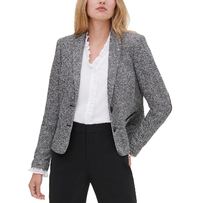 Tommy Hilfiger Women's Marled Peak-Lapel Blazer Gray Size 8