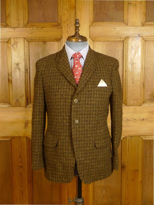 24/0995 fabulous genuine 1950s 1960s harris tweed brown check jacket w/ staghorn buttons 40 short