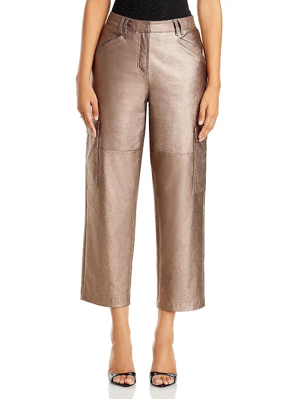 Diana Womens Metallic Cargo Cropped Pants