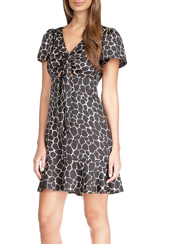 Womens Animal Print Mini Shift Dress