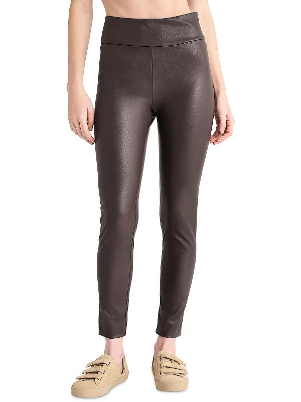 Womens Faux Leather High Rise Skinny Pants