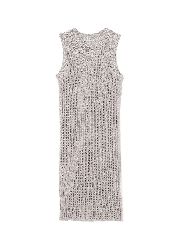 RIB STITCH/MESH SLEEVELESS DRESS