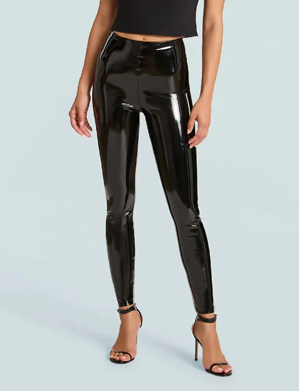 Faux Patent Leather Legging In Black